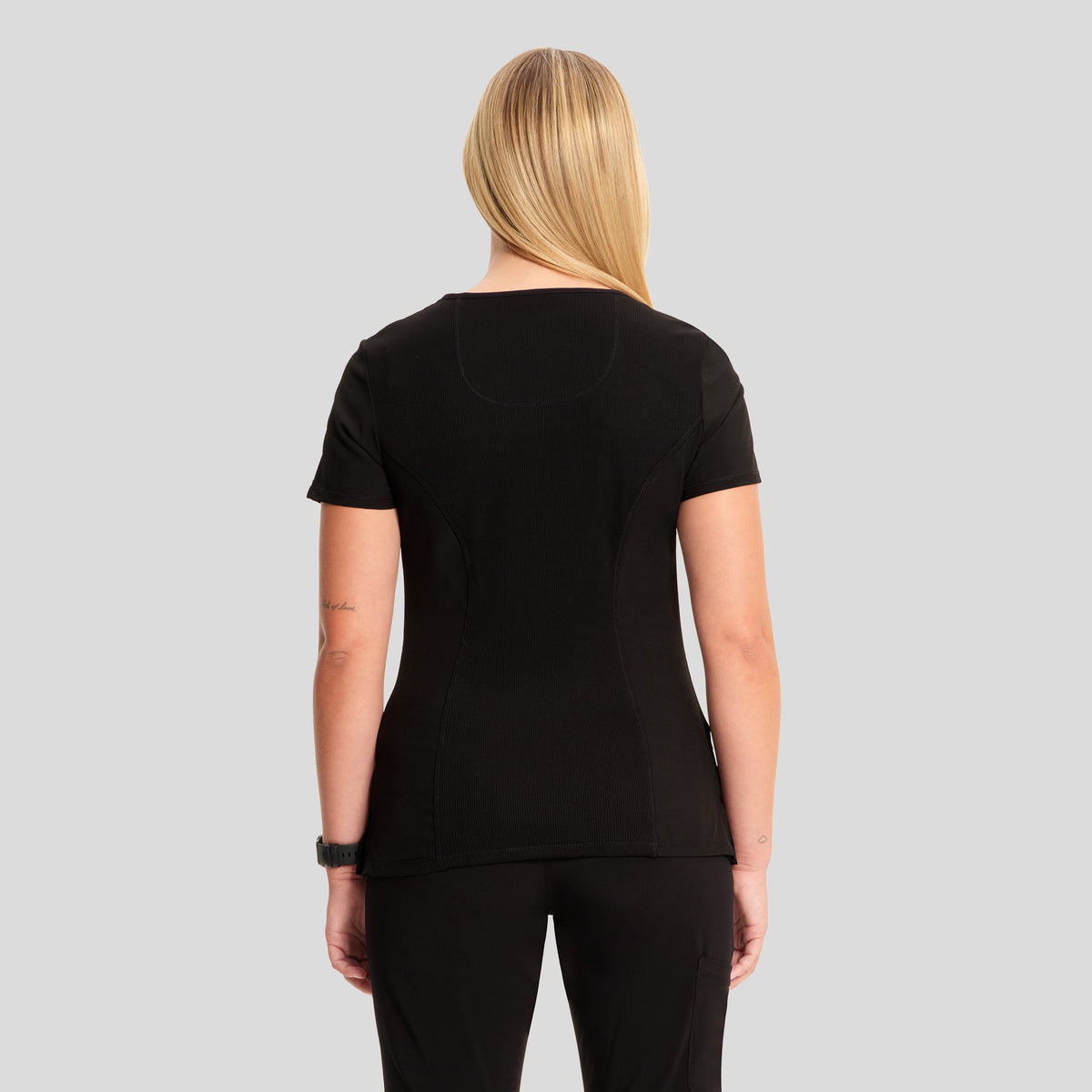 Infinity Mock Wrap Solid Scrub Top | Black