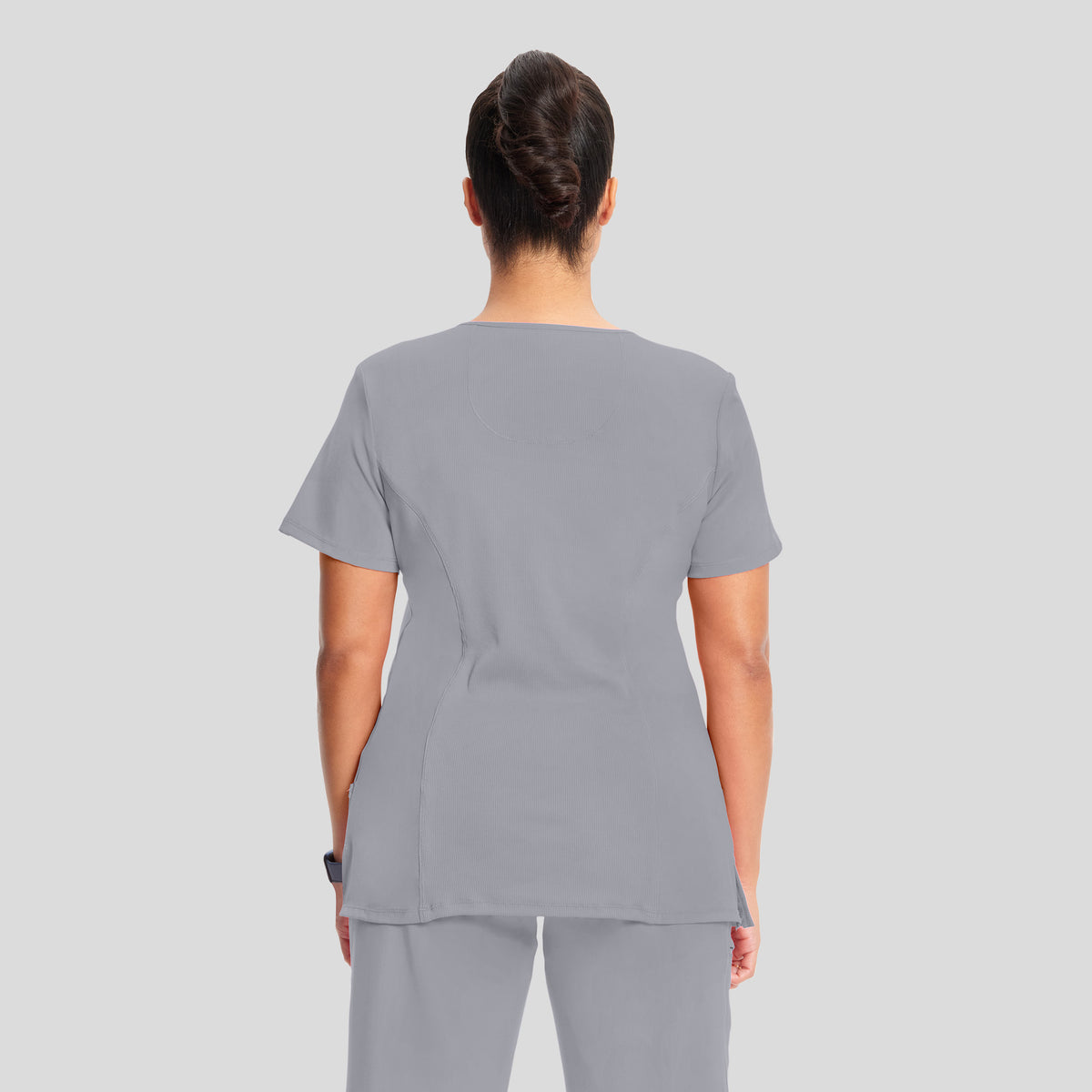 Infinity Mock Wrap Solid Scrub Top | Grey