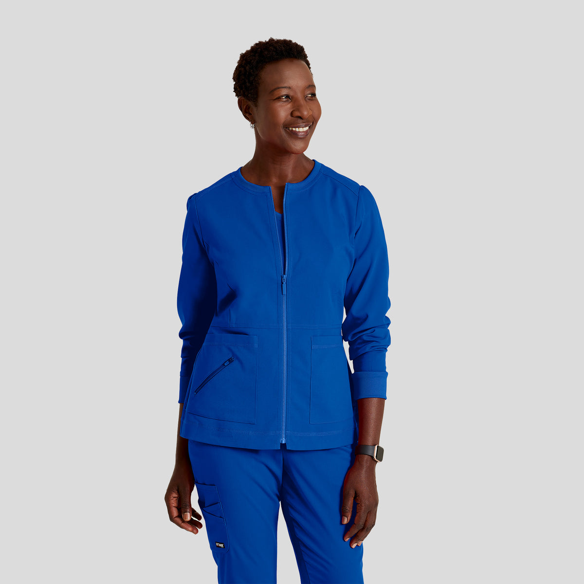 Millie 3-Pocket Crewneck Scrub Jacket | Galaxy