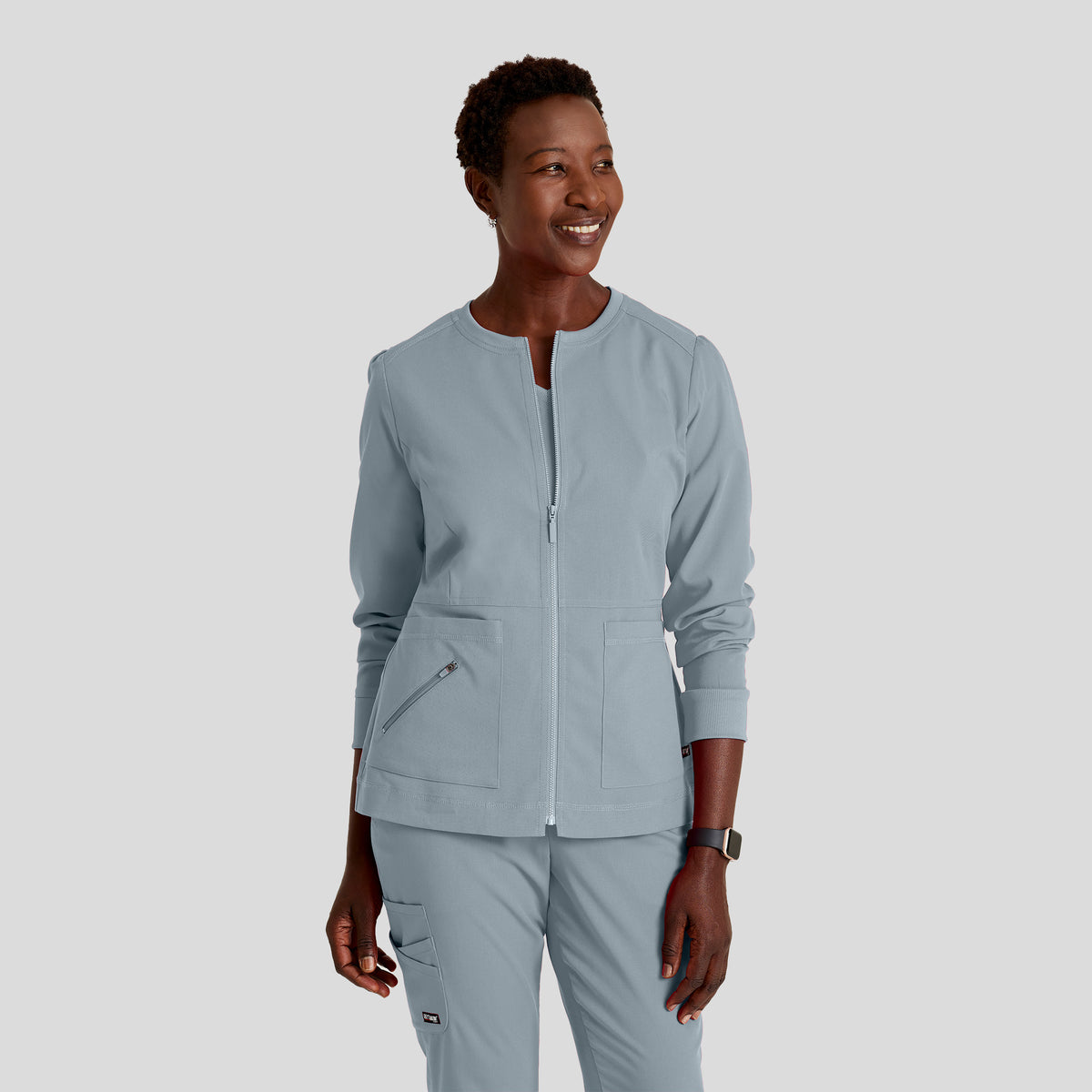 Millie 3-Pocket Crewneck Scrub Jacket | Moonstruck