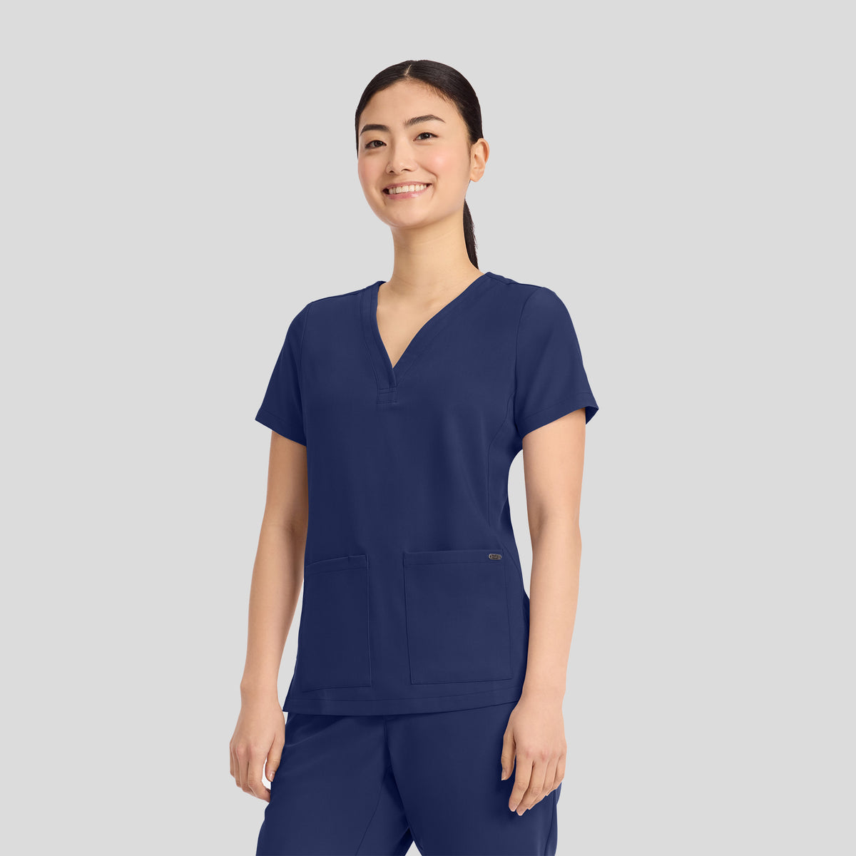 Women's Briana Y-Neck Scrub Top | Navy