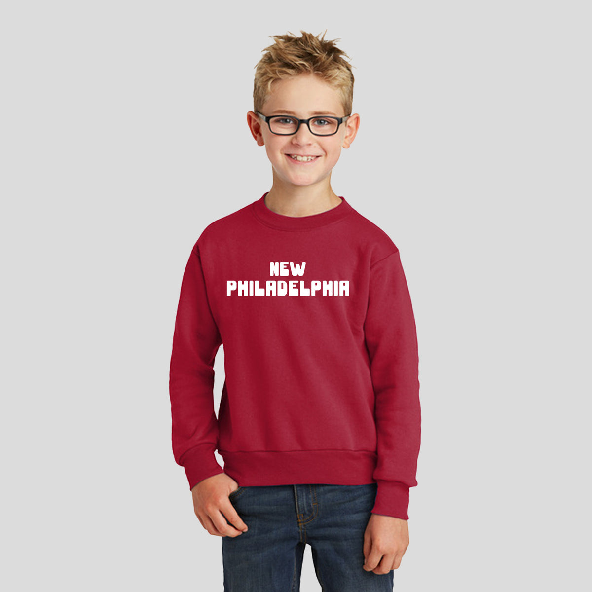 Youth New Philadelphia Fleece Crewneck Sweatshirt | Red