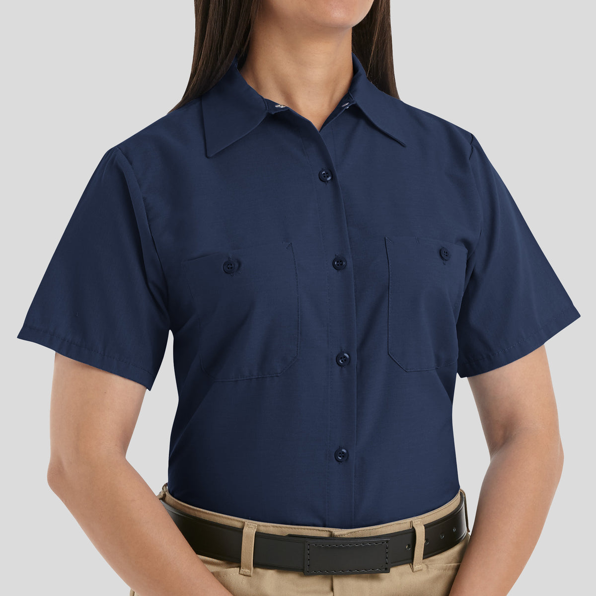 Women's Short Sleeve Industrial Work Shirt | Navy