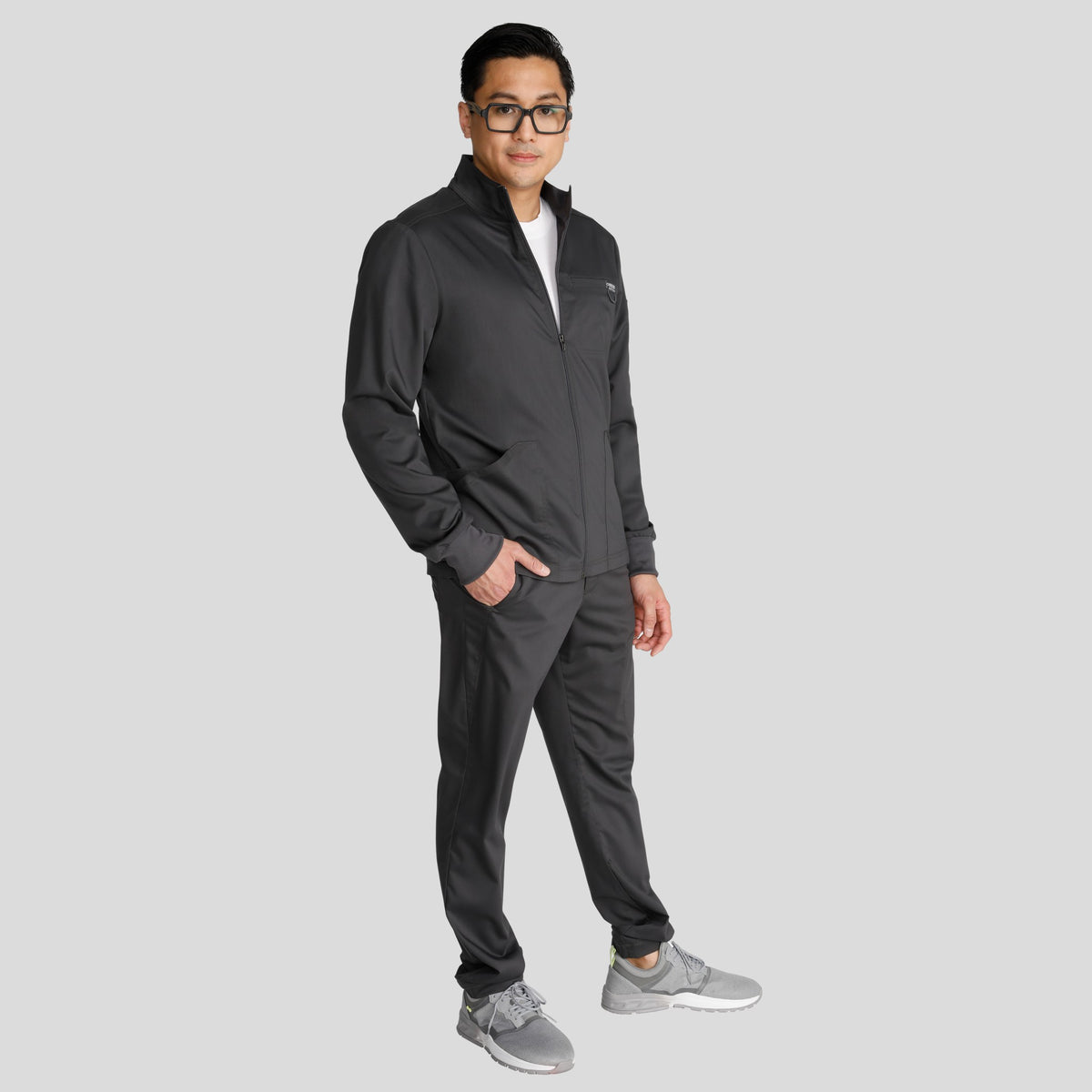 Men's Zip Front Scrub Jacket | Pewter