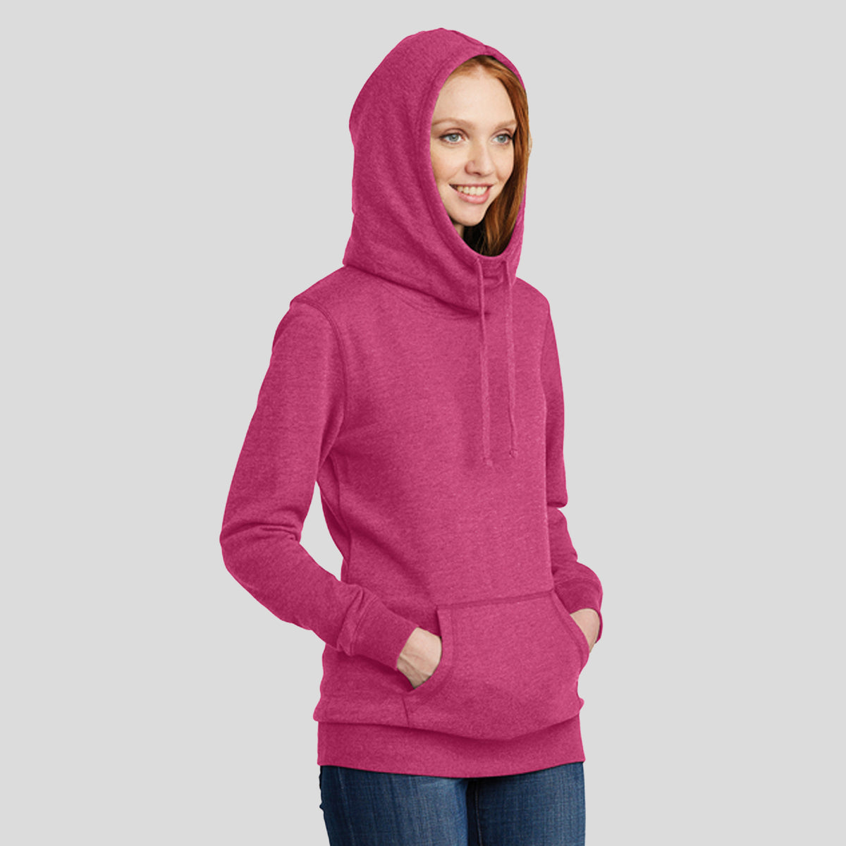 Womenβs Lightweight Fleece Hoodie | Heathered Pink Azalea