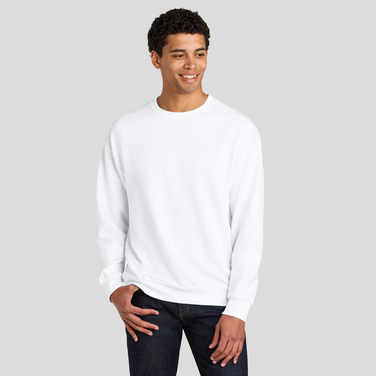 Ultimateβ’ Unisex CVC Ring Spun Crewneck Sweatshirt | White