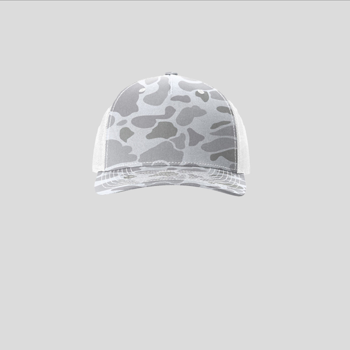 Printed Five-Panel Trucker Hat | Blizzard Duck Camo/White