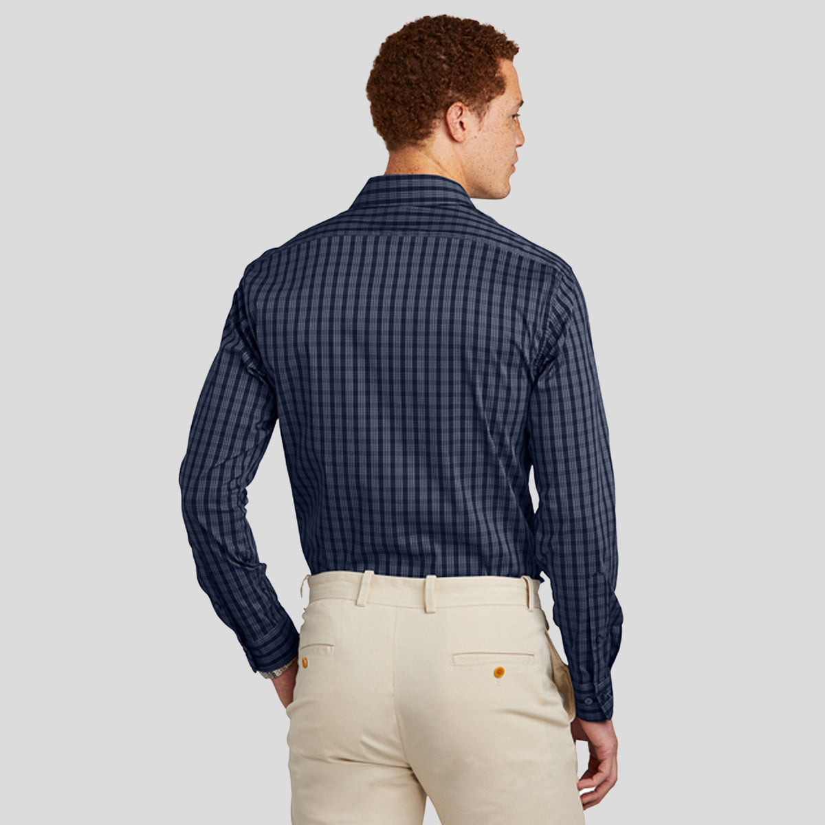 Tech Stretch Patterned Shirt | Navy Blazer/White Grid Check
