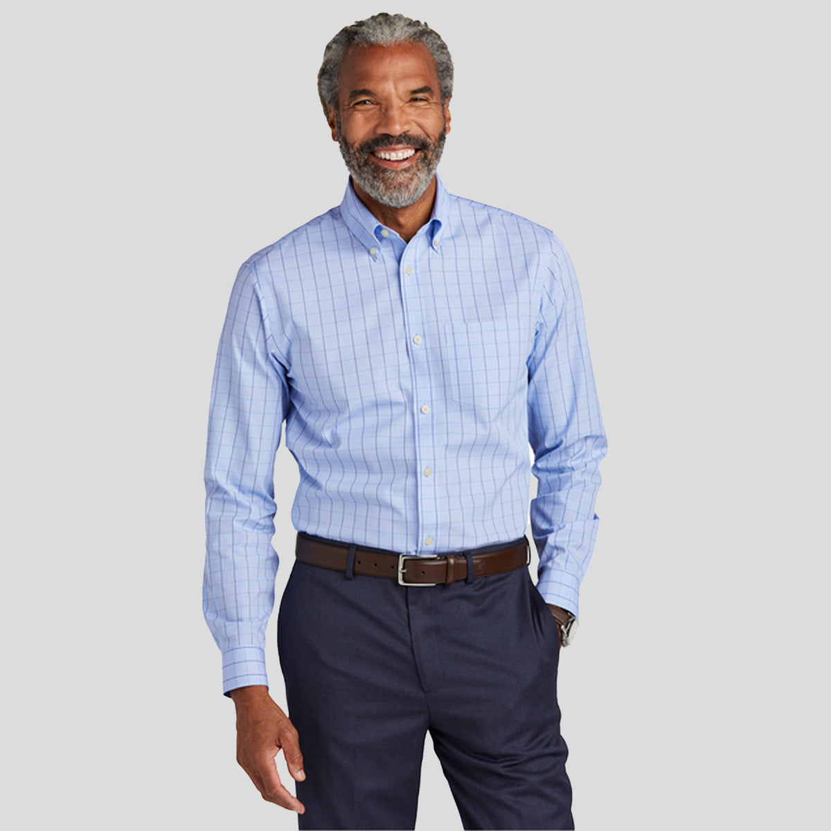Wrinkle-Free Stretch Patterned Shirt | Newport Blue