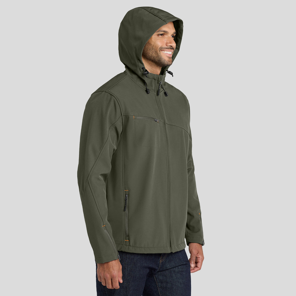 Men's Textured Hooded Soft Shell Jacket | Mineral Green
