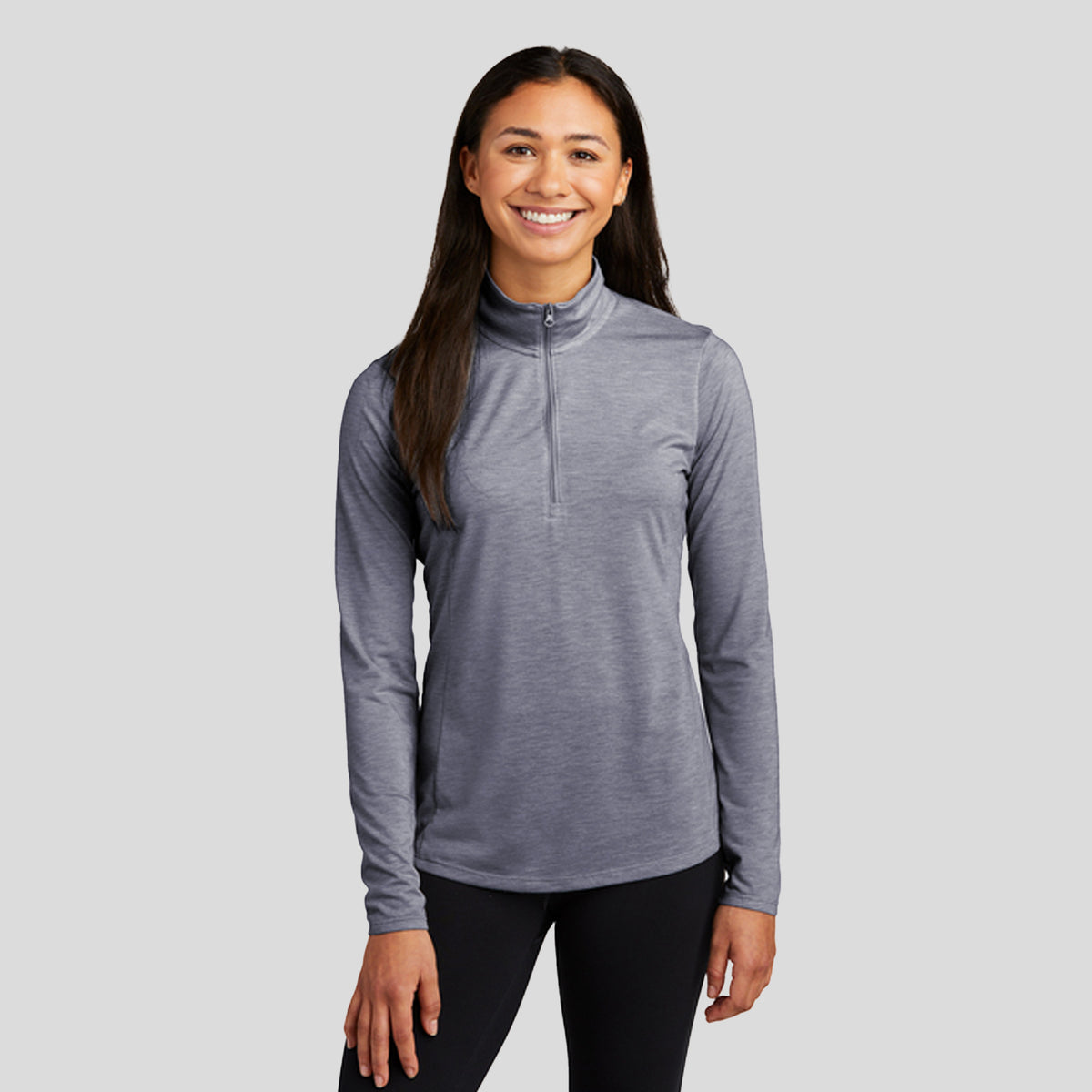 Women's PosiCharge ยฎ Tri-Blend Wicking 1/4-Zip Pullover | True Navy Heather