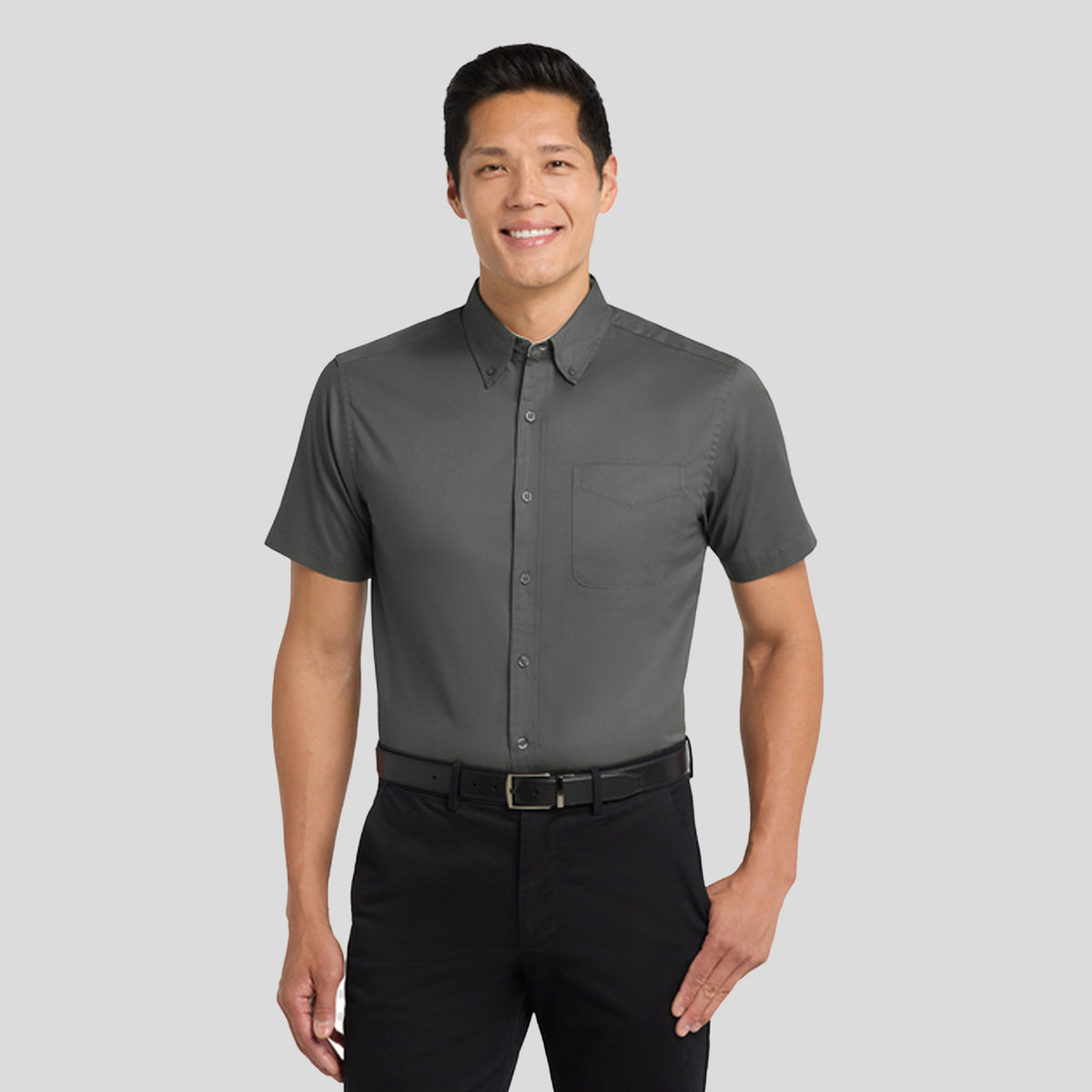 Short Sleeve Easy Care Shirt | Steel Grey/Light Stone
