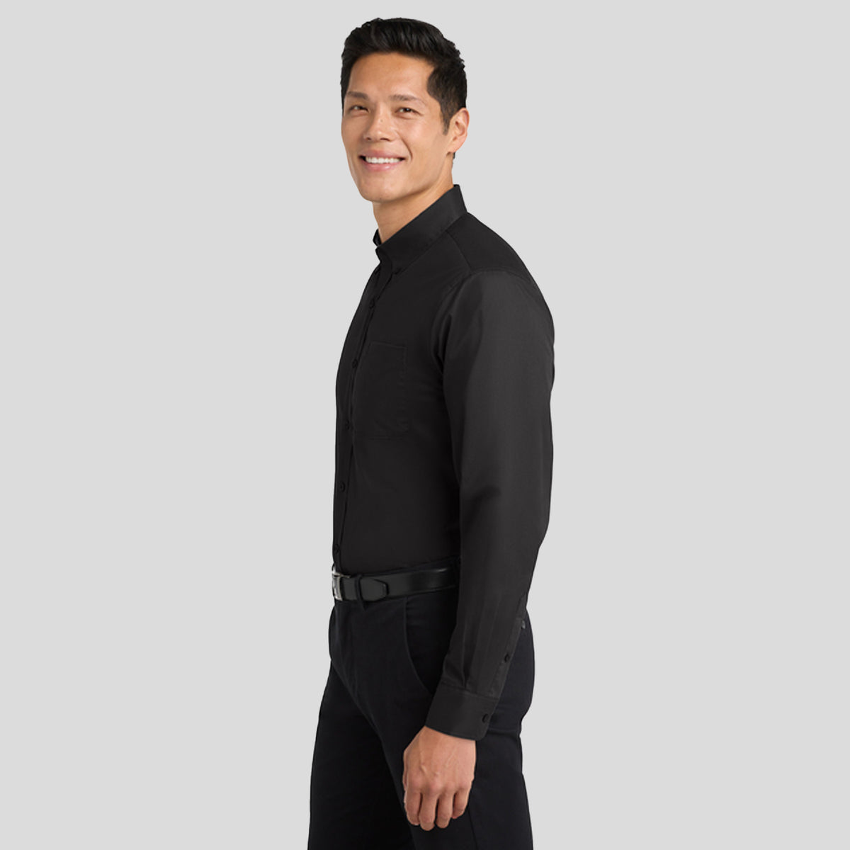 Long Sleeve Easy Care Shirt | Black/Light Stone