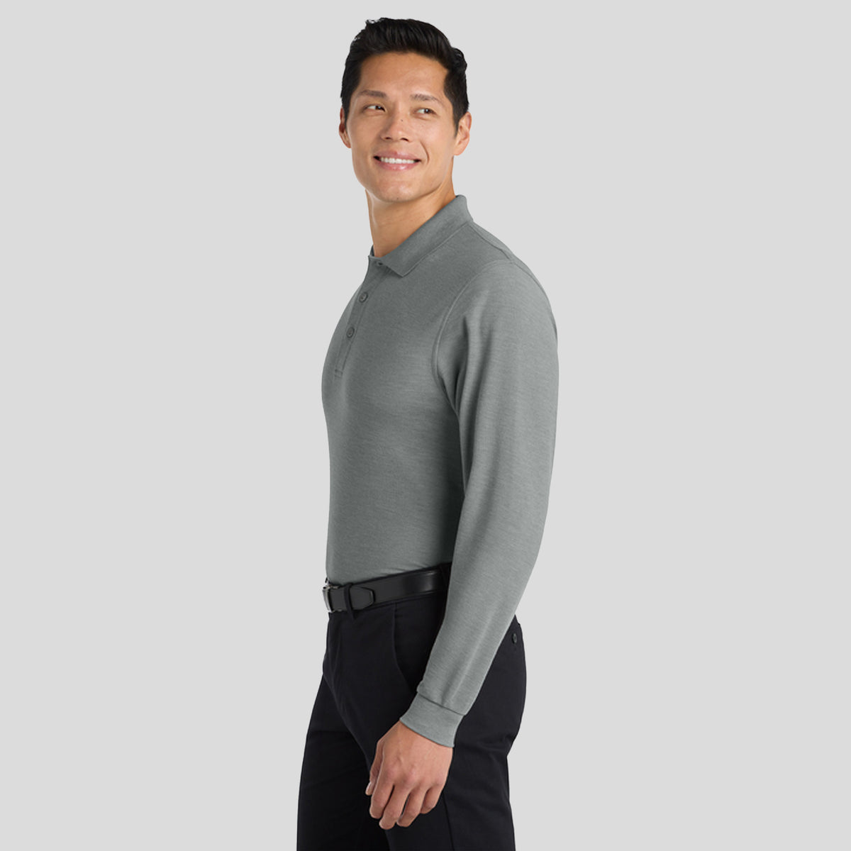 Tall Silk Touch Long Sleeve Polo | Cool Grey
