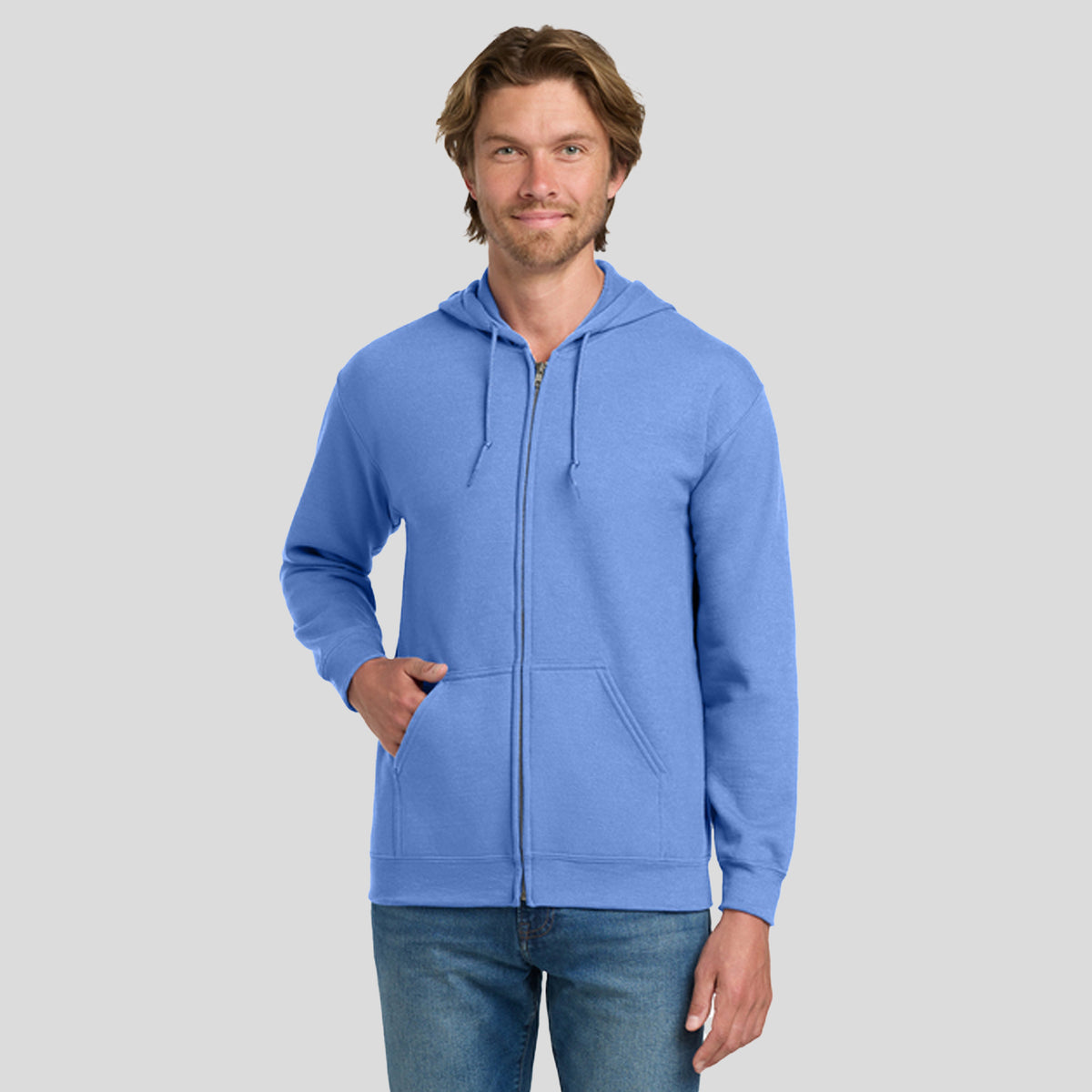 Heavy Blendβ’ Full-Zip Hooded Sweatshirt | Carolina Blue