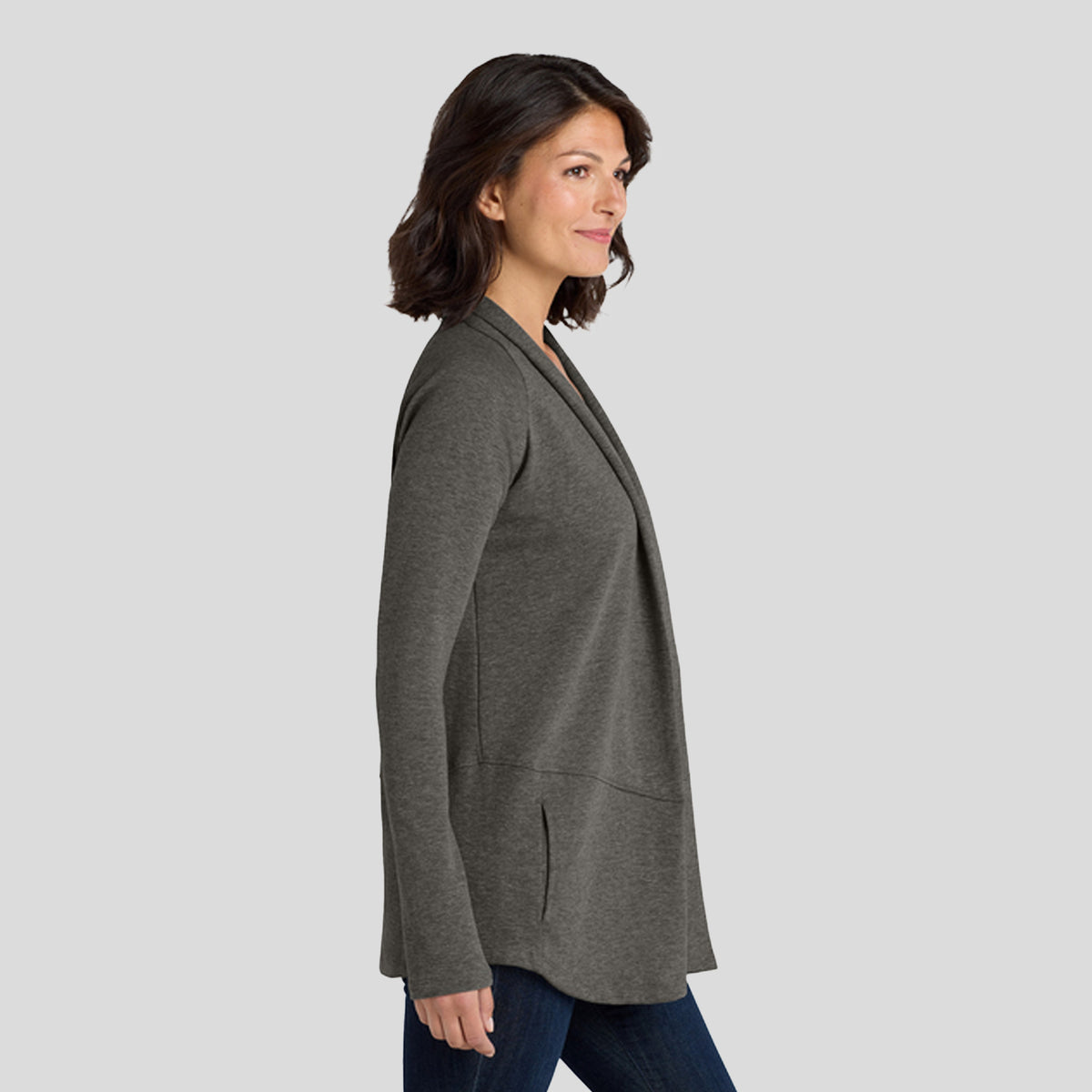 Women's Interlock Cardigan | Charcoal Heather and Medium Heather Grey