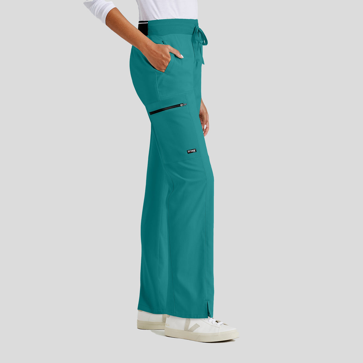 Kim 3-Pocket Mid-Rise Straight Leg Scrub Pant | Teal