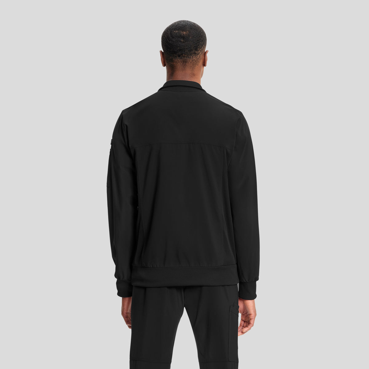 Infinity Men's Zip Front Solid Scrub Jacket | Black