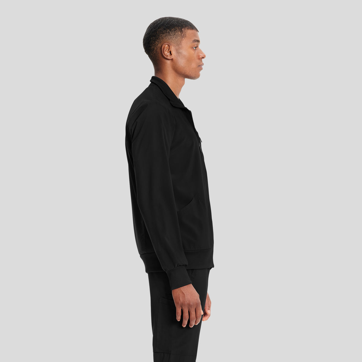 Infinity Men's Zip Front Solid Scrub Jacket | Black