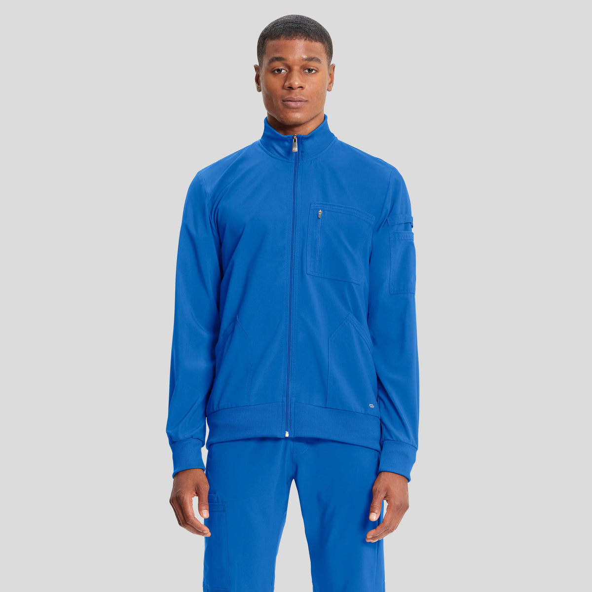 Infinity Men's Zip Front Solid Scrub Jacket | Royal