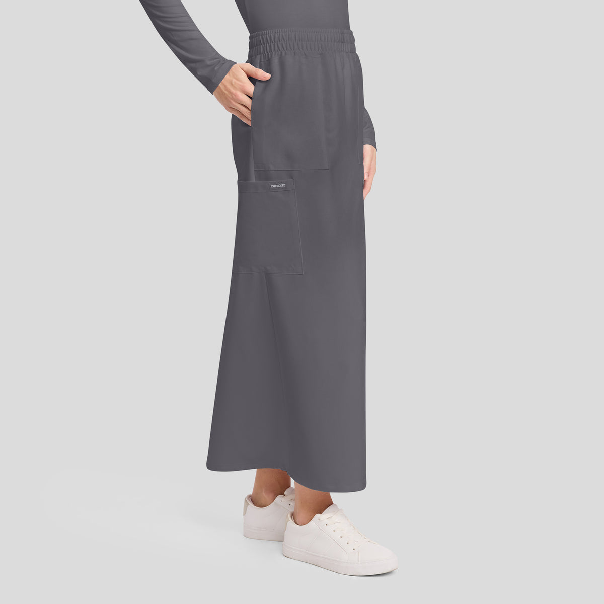 Hondros 3-Pocket Maxi Scrub Skirt | Pewter