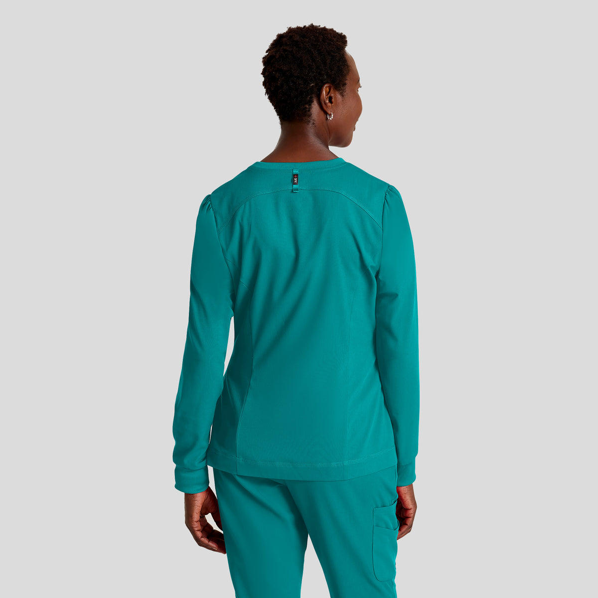 Millie 3-Pocket Crewneck Scrub Jacket | Teal
