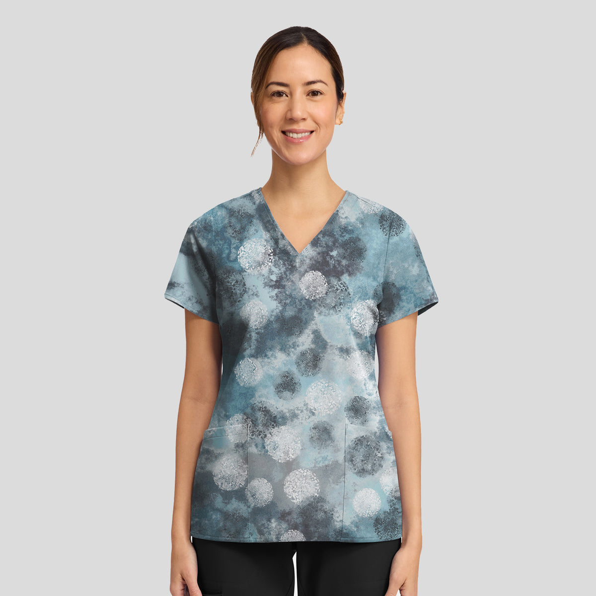 Amanda Print Scrub Top | Moody Dots