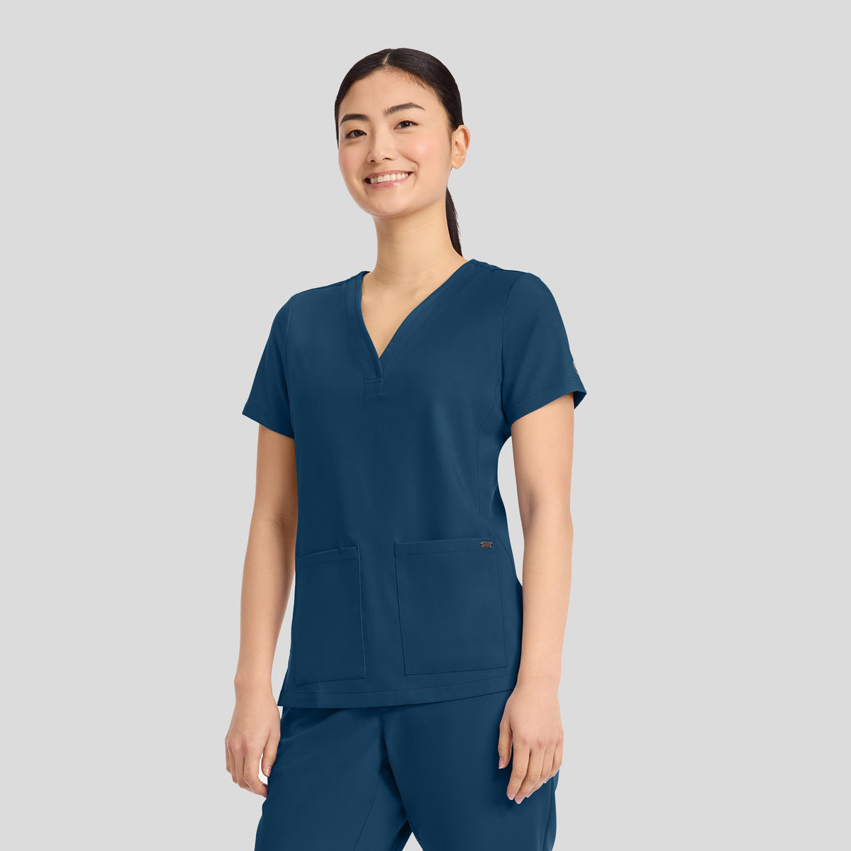 Women's Briana Y-Neck Scrub Top | Caribbean