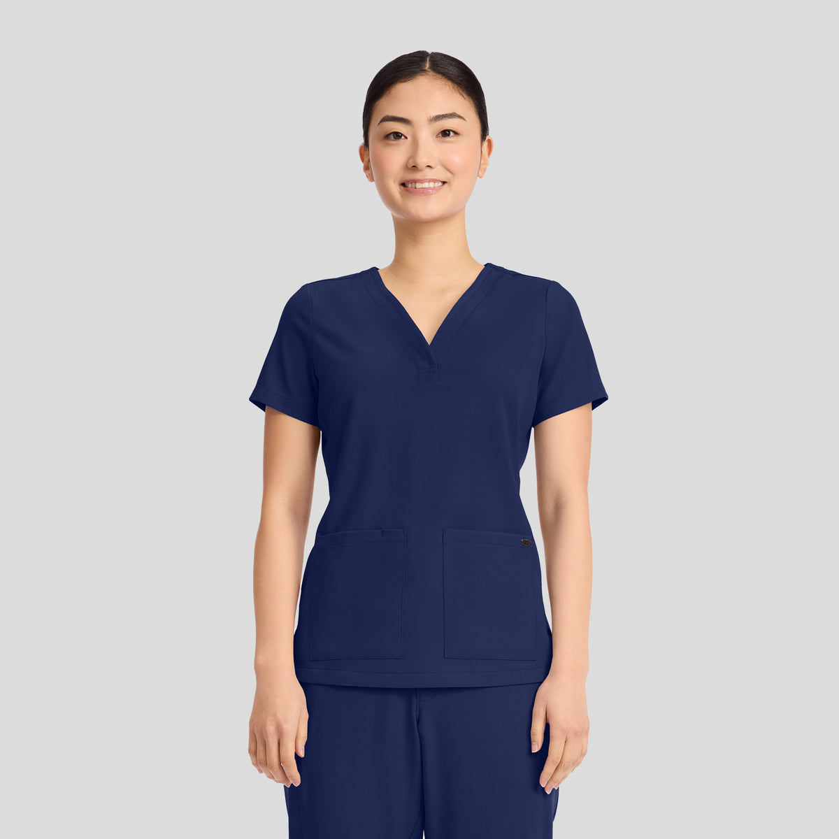 Women's Briana Y-Neck Scrub Top | Navy