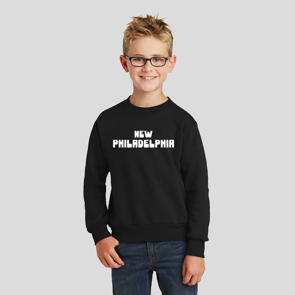 Youth New Philadelphia Fleece Crewneck Sweatshirt | Black