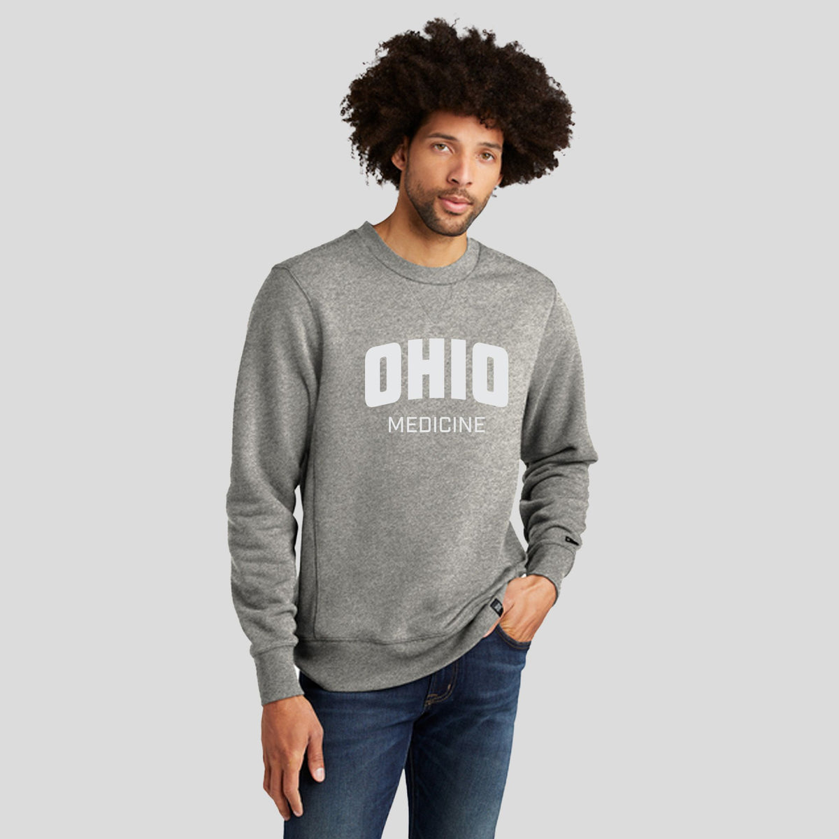 OU Men's French Terry Crew - Medicine Logo | Light Graphite Twist