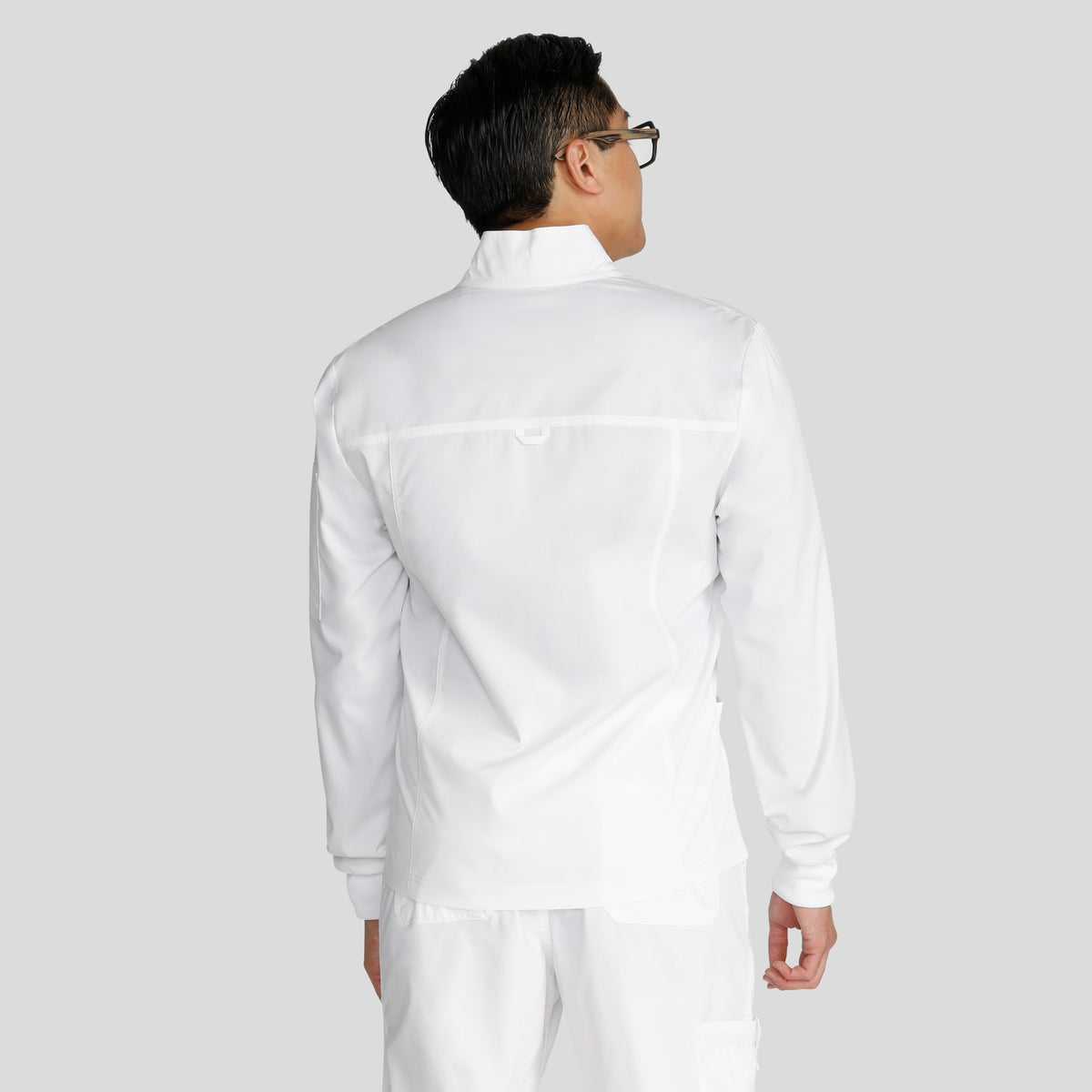 Men's Zip Front Scrub Jacket | White