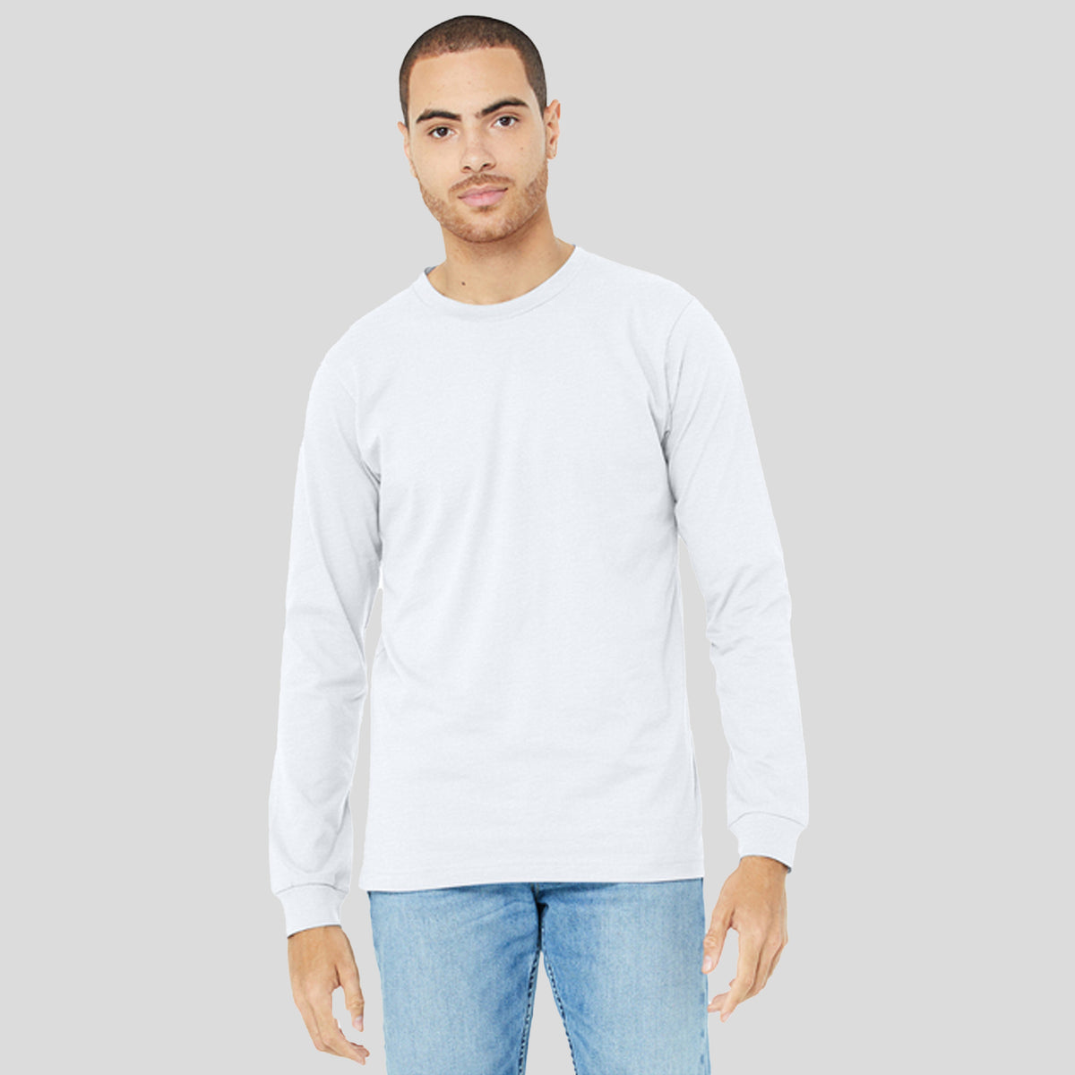 Unisex Heather CVC Long Sleeve Tee | Solid White Blend