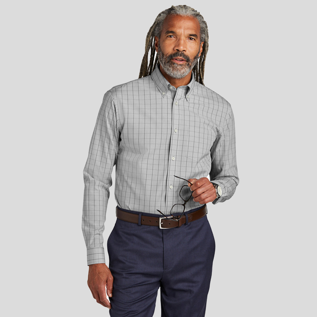 Wrinkle-Free Stretch Patterned Shirt | Shadow Grey