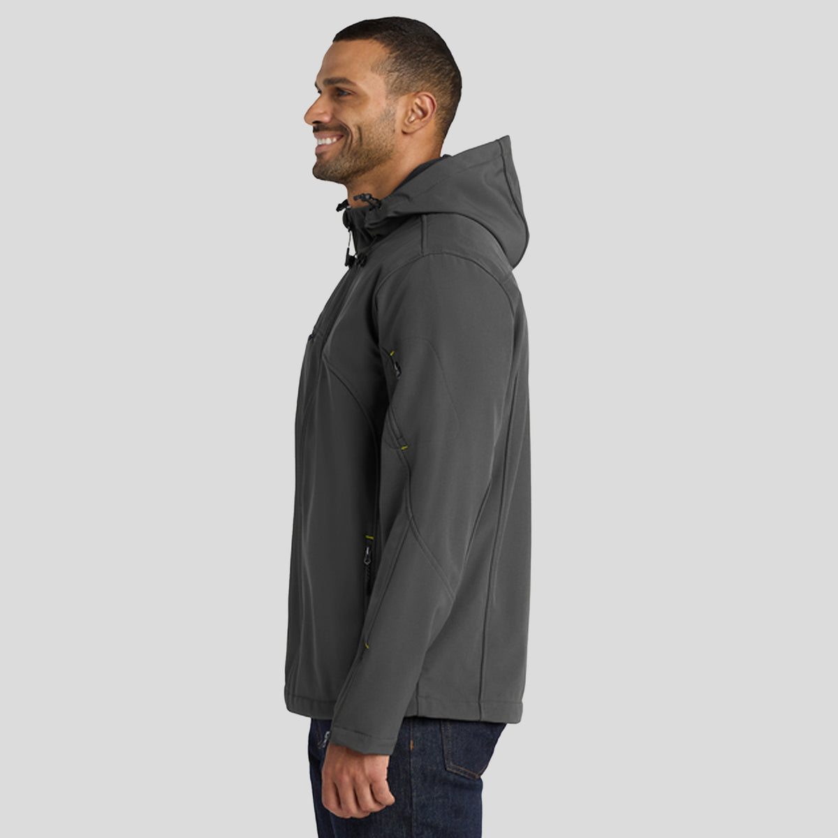 Men's Textured Hooded Soft Shell Jacket | Charcoal