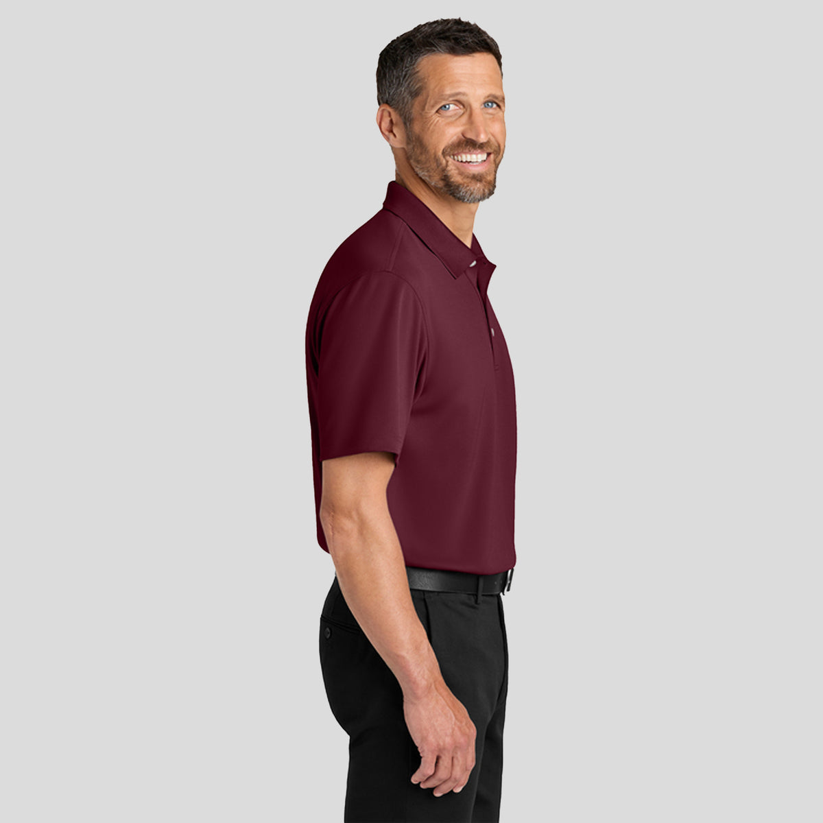 Men's Dry Zone® Stain-Release Grid Polo | Club Burgundy