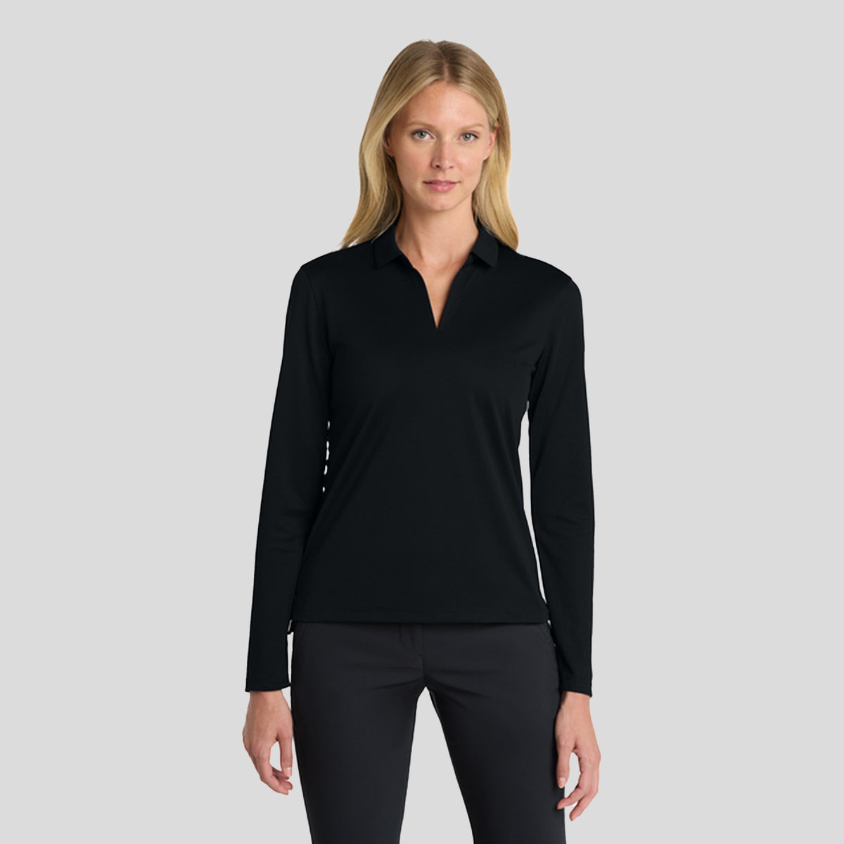 Women's Dri-FIT Micro Pique 2.0 Long Sleeve Polo | Black