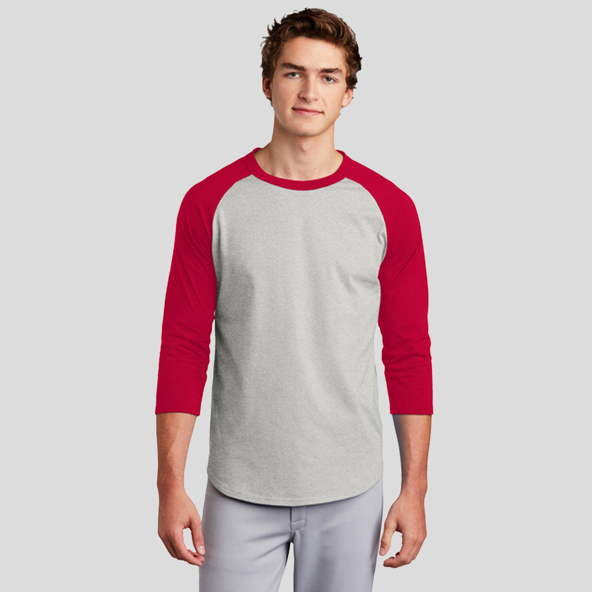 Colorblock Raglan Jersey | Heather Grey/Red