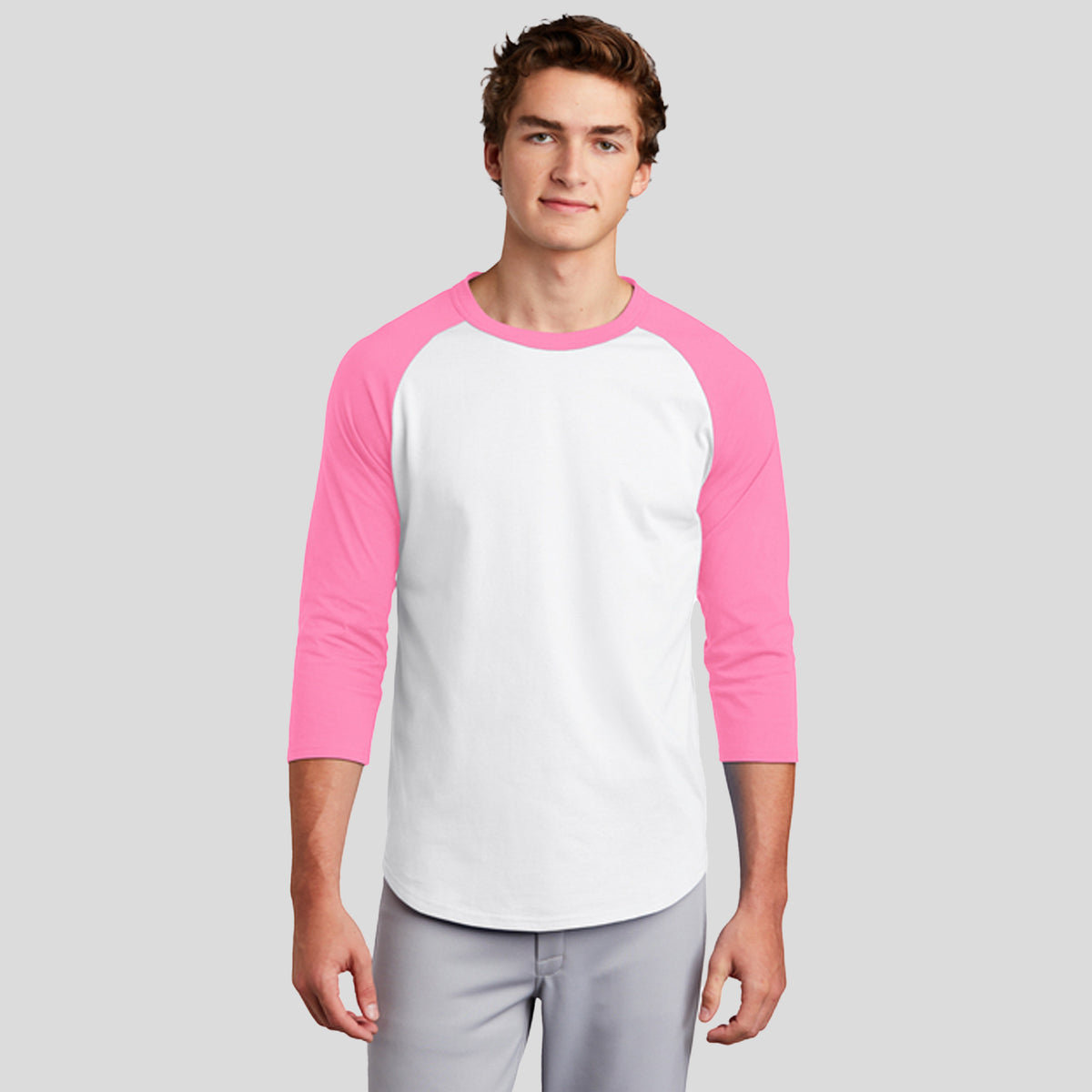 Colorblock Raglan Jersey | White/Bright Pink