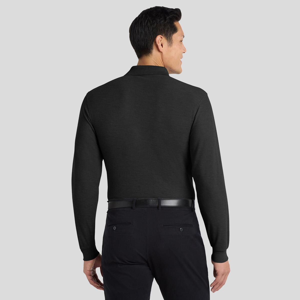 Tall Silk Touch Long Sleeve Polo | Black