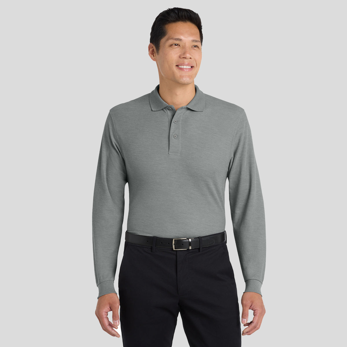 Tall Silk Touch Long Sleeve Polo | Cool Grey
