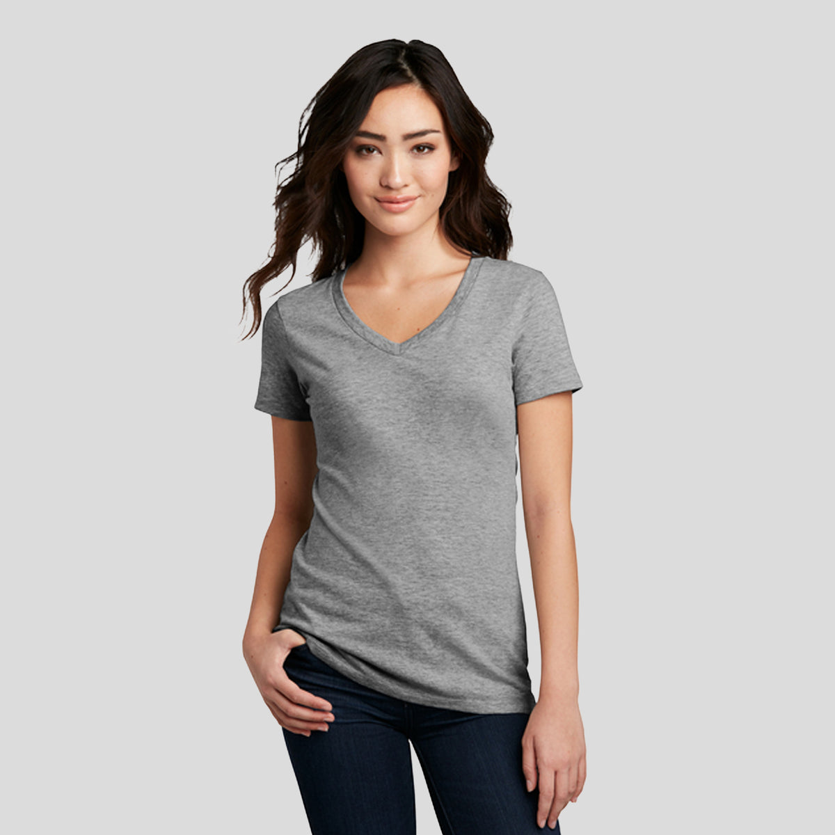 Women’s Perfect Blend® CVC V-Neck Tee | Grey Frost