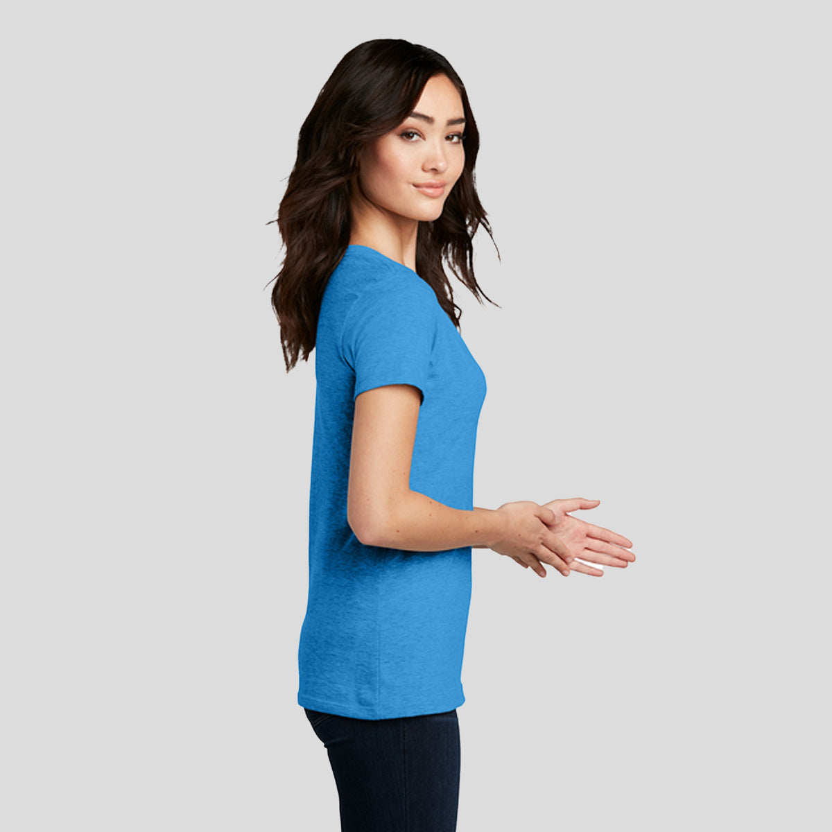 Women’s Perfect Blend® CVC V-Neck Tee | Heathered Bright Turquoise
