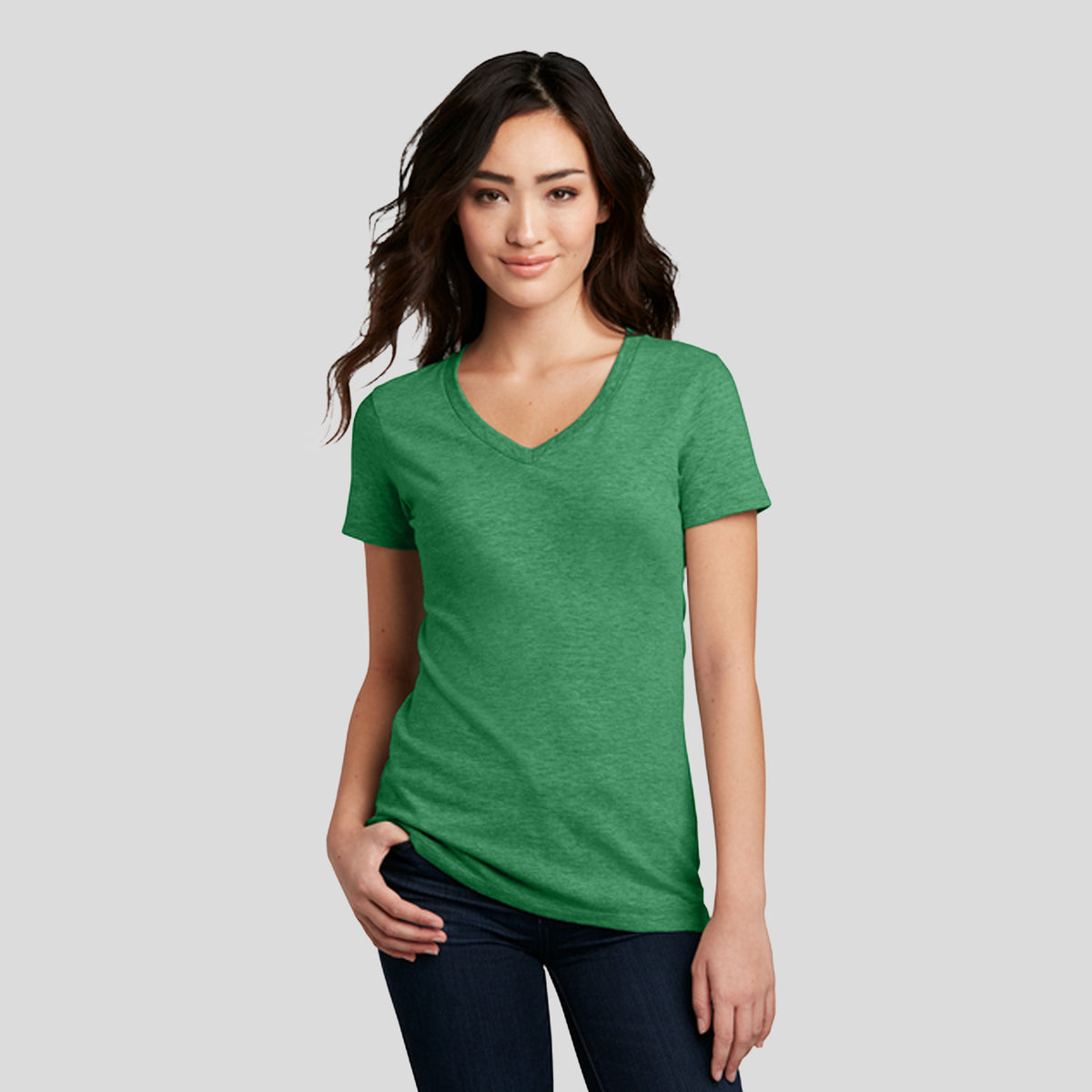 Women’s Perfect Blend® CVC V-Neck Tee | Heathered Kelly Green