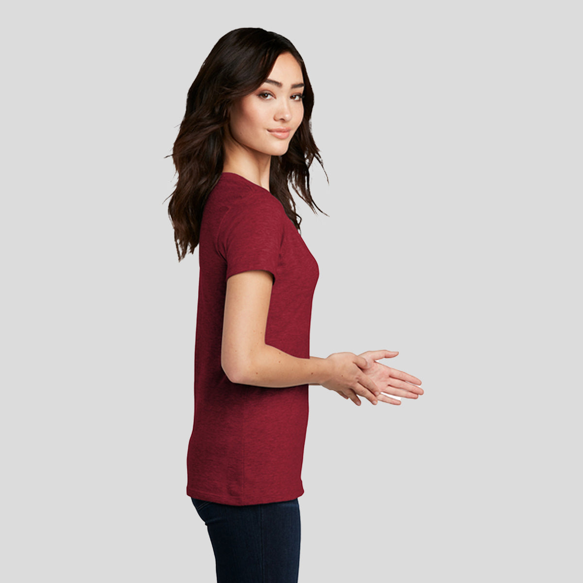 Women’s Perfect Blend® CVC V-Neck Tee | Red Fleck