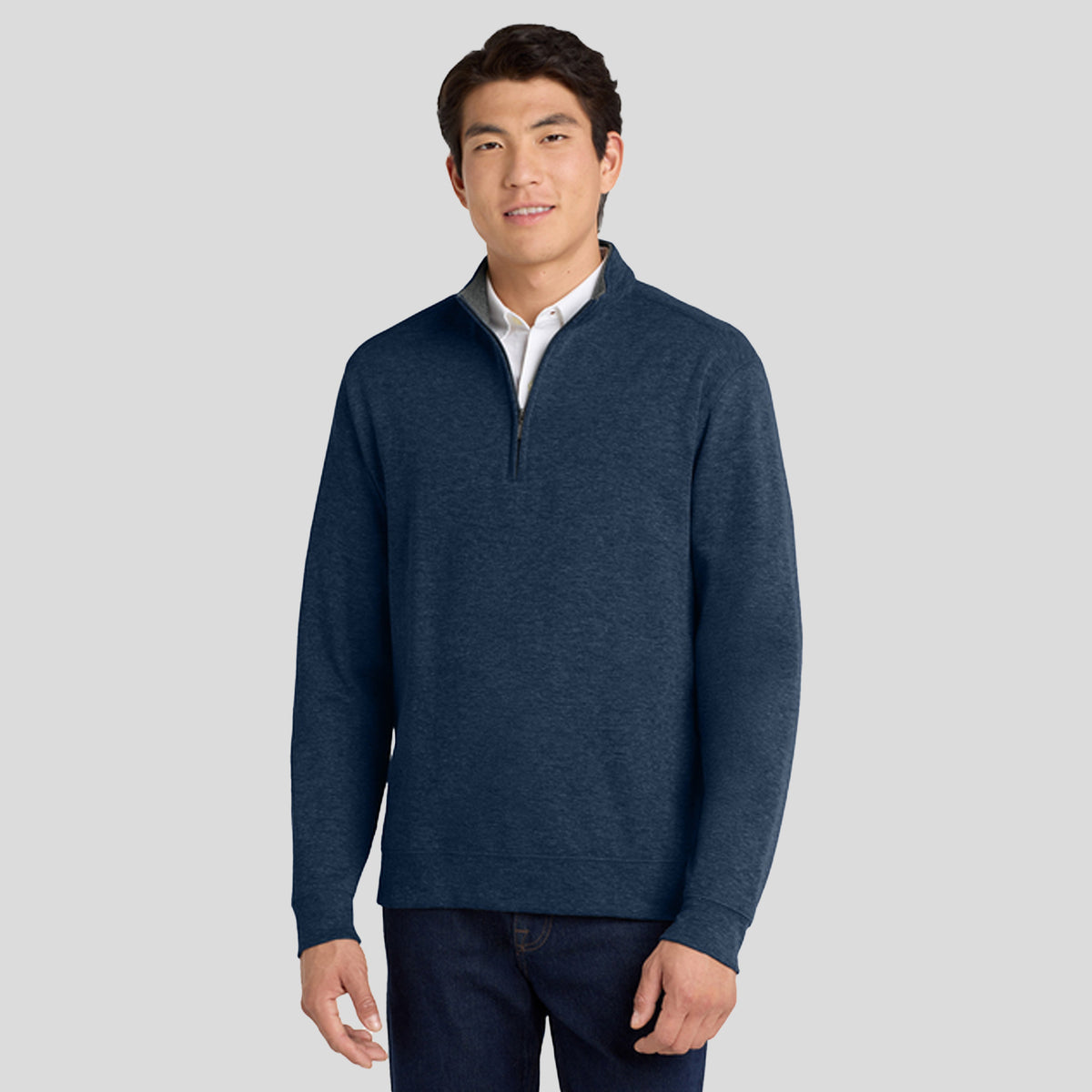 Interlock 1/4-Zip | Estate Blue Heather/Charcoal Heather